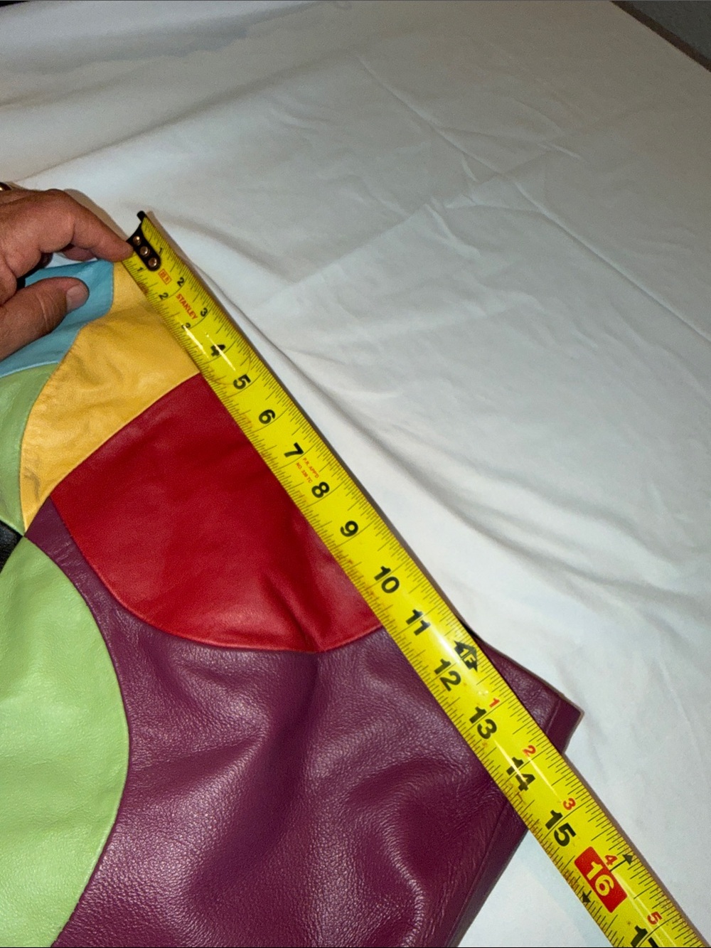 3009104 MetroStyle Genuine Leather Colorblock Patchwork Pencil Skirt SZ 6 Y2K - Picture 3 of 7